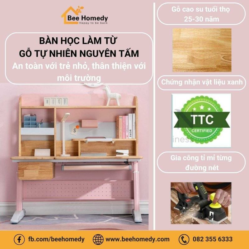 Bàn Học Thông Minh Cho Bé Dolphin DOL–1 Mặt bàn học được làm từ gỗ an toàn cho sức khỏe của trẻ.