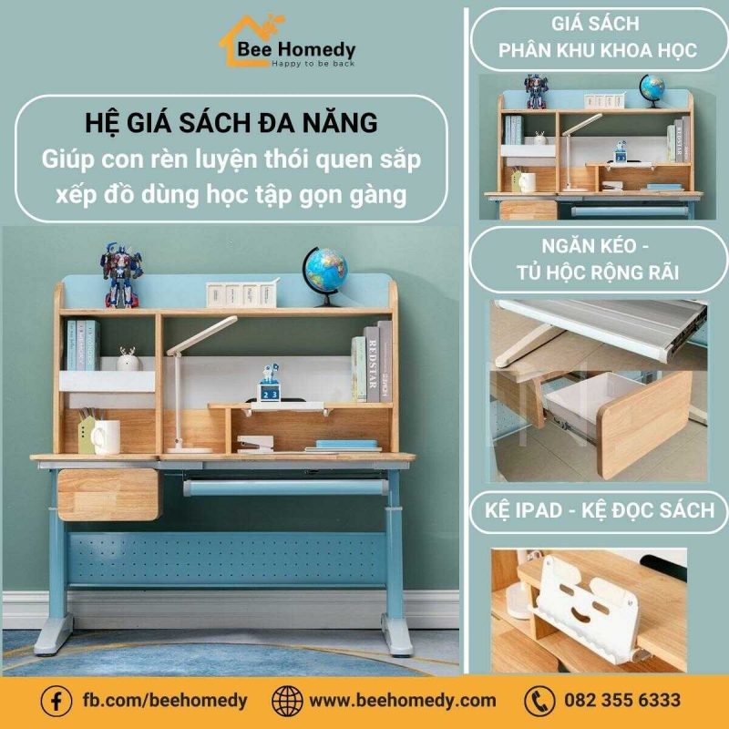 Bàn Học Thông Minh Cho Bé Dolphin DOL–1 Bàn học cho bé được thiết kế với hệ sách đa năng, tiện ích.