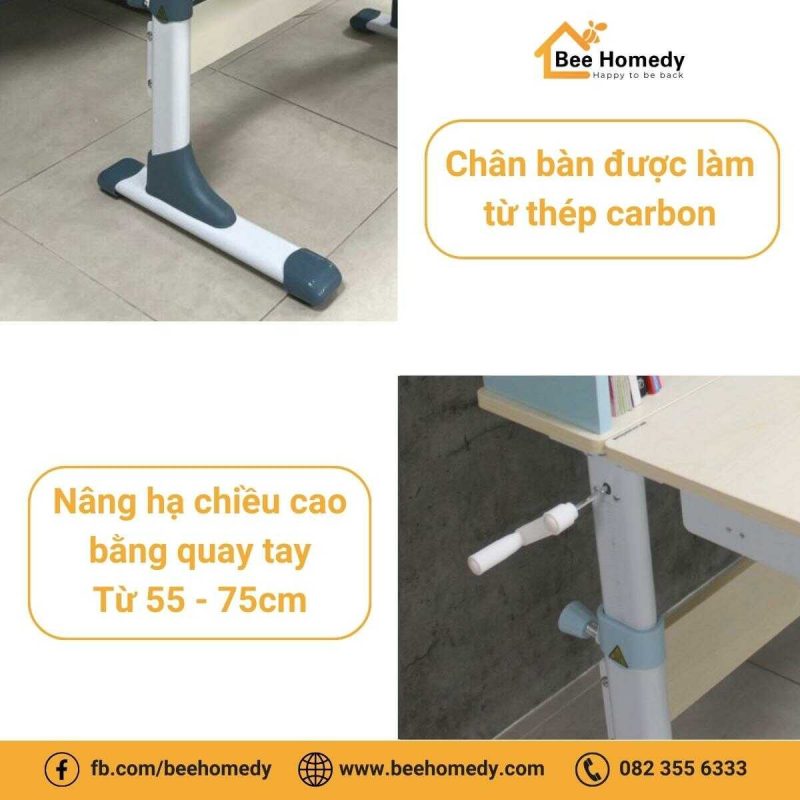 Chân bàn được làm từ thép carbon vững chắc.