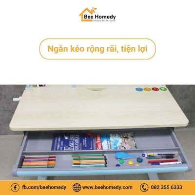 Bàn học cho bé được thiết kế với ngăn kéo rộng rãi.
