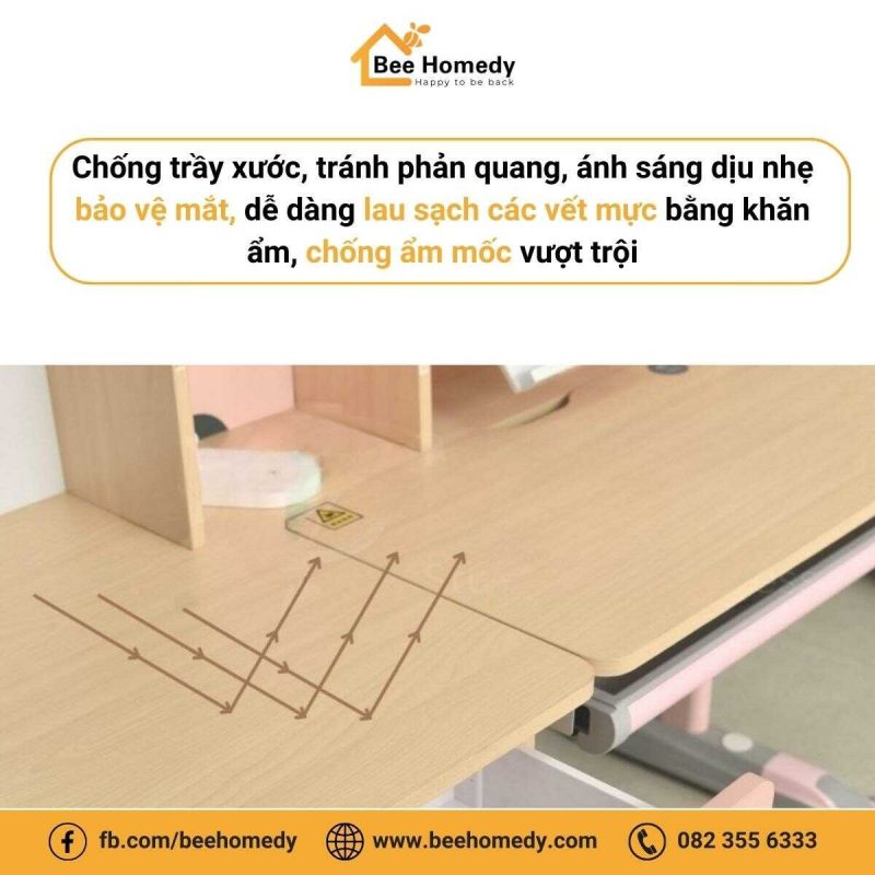 Mặt bàn dễ lau chùi, chống ẩm mốc vượt trội.