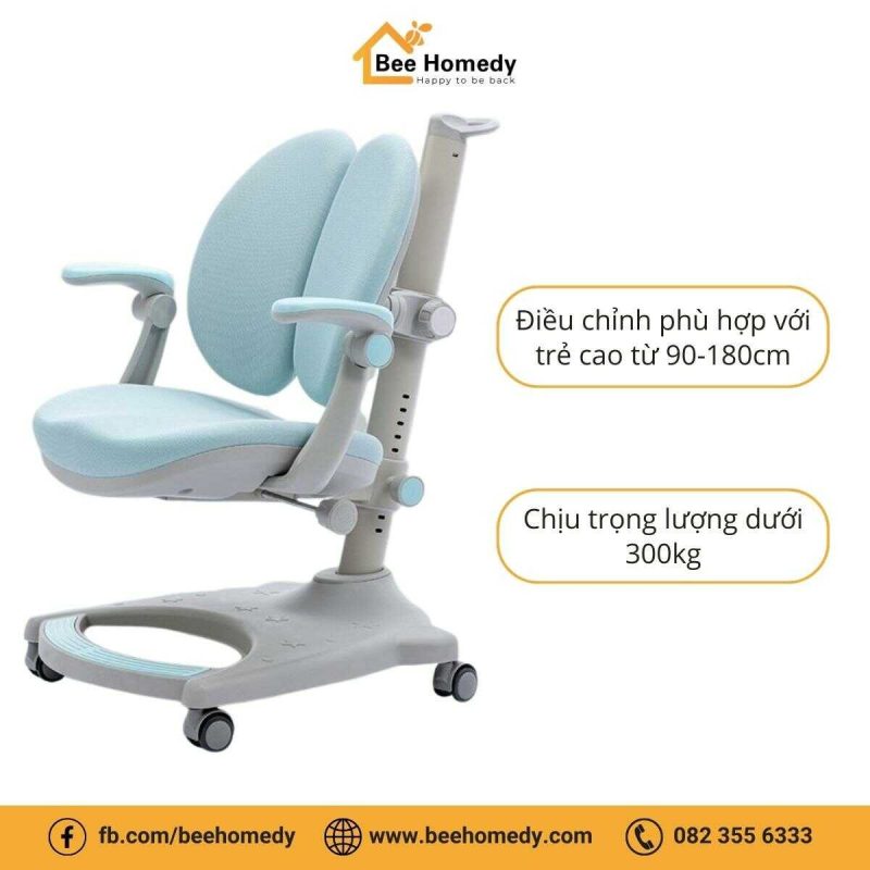 Ghế có chế độ điều chỉnh độ cao phù hợp với trẻ từ 90 - 180cm.