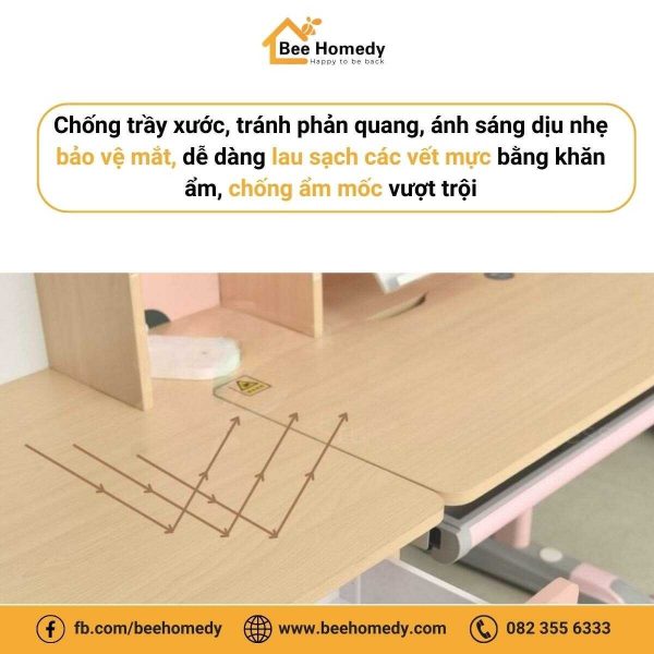 Bàn Học Thông Minh Cho Bé Dolphin DOL-K01 Mặt bàn dễ lau chùi, chống ẩm mốc vượt trội.